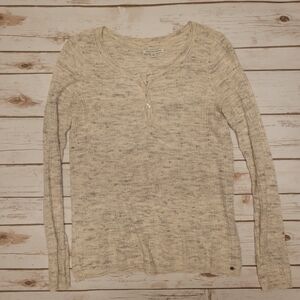 American Eagle Outfitters Cream Long Sleeve Fitted Blouse